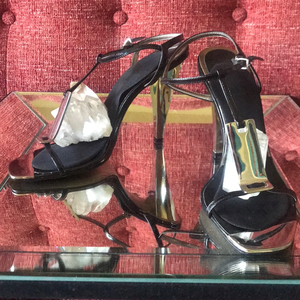 Aldo Black Heels with Mirror Detail